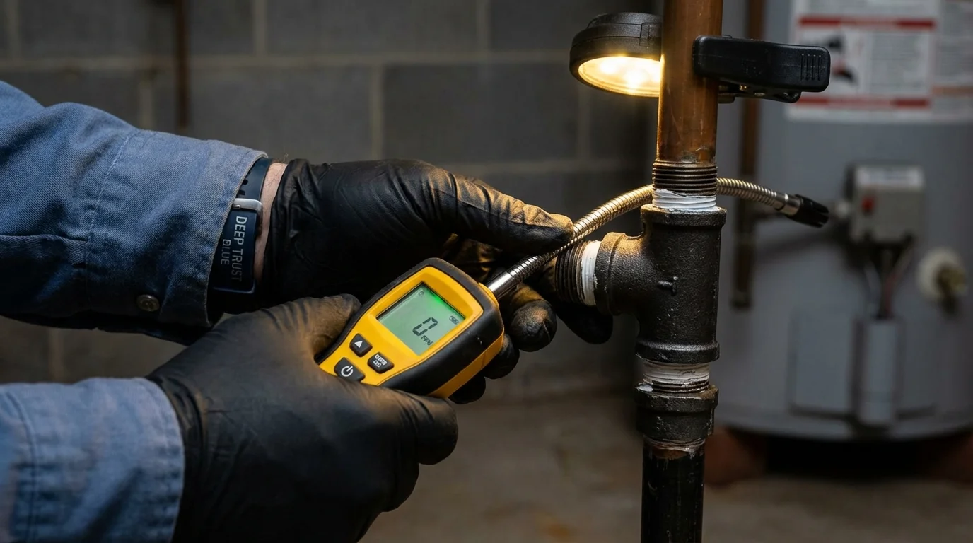 Gas leak detection with electronic sniffer by Johns Plumbing LLC in Eufaula