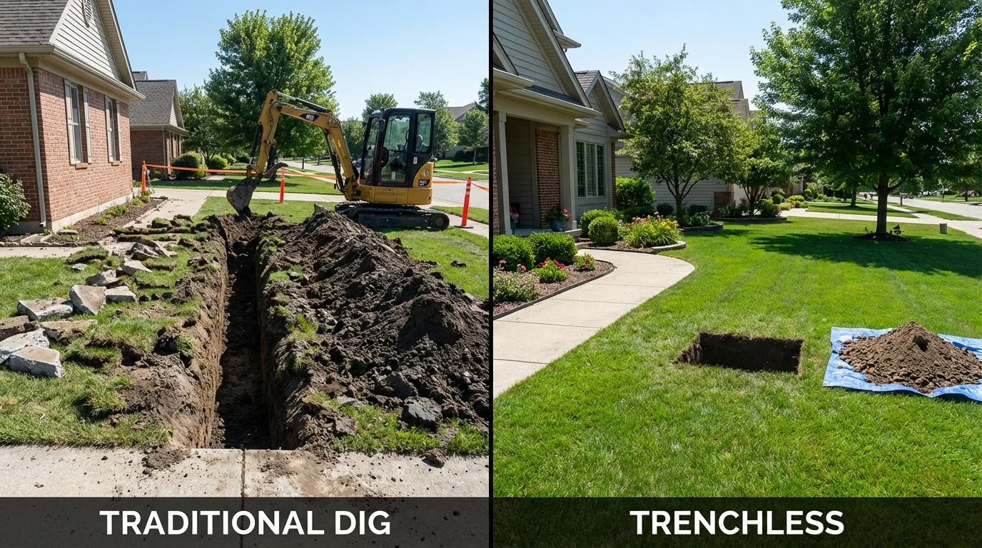 Trenchless sewer repair with minimal yard damage versus traditional excavation in Eufaula, AL